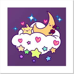 Cute Pretty Star and Moon Posters and Art